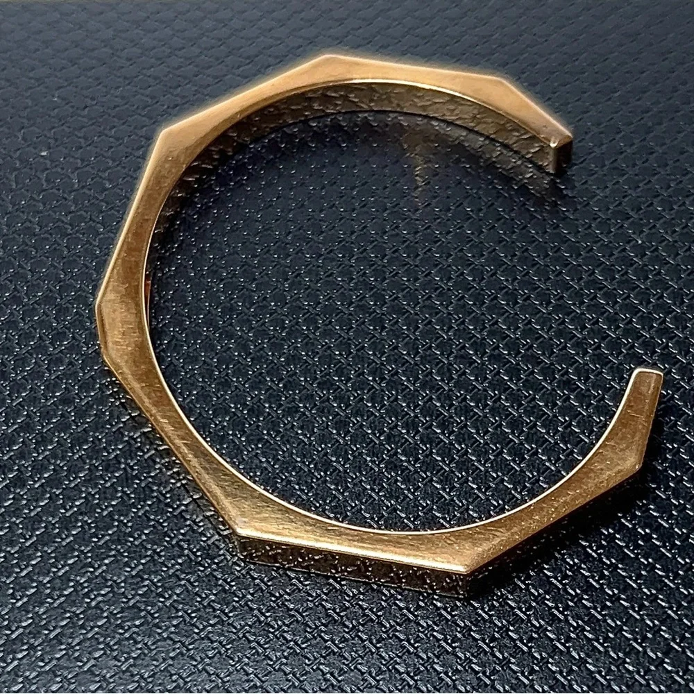 Fendi Baguette Gold Tone Open Cuff Bracelet